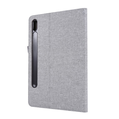 For Samsung Galaxy Tab S8 / Galaxy Tab S7 T870/T875 Horizontal Flip TPU + Fabric PU Leather Protective Case with Card Slots & Holder(Grey) by buy2fix