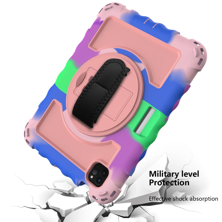 For iPad Air 2022 / 2020 10.9 360 Degree Rotation PC + Silicone Shockproof Combination Case with Holder & Hand Grip Strap & Neck Strap & Pen Slot Holder(Colorful+Rose Gold) - iPad Air (2022) / (2020) 10.9 Cases by buy2fix | Online Shopping UK | buy2fix