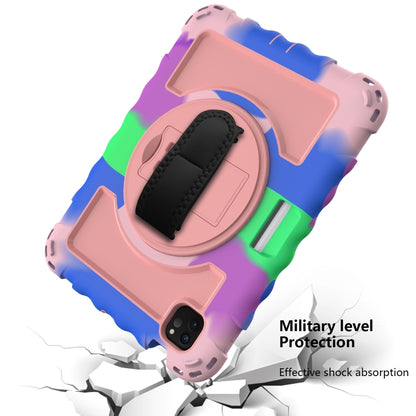 For iPad Air 2022 / 2020 10.9 360 Degree Rotation PC + Silicone Shockproof Combination Case with Holder & Hand Grip Strap & Neck Strap & Pen Slot Holder(Colorful+Rose Gold) - iPad Air (2022) / (2020) 10.9 Cases by buy2fix | Online Shopping UK | buy2fix
