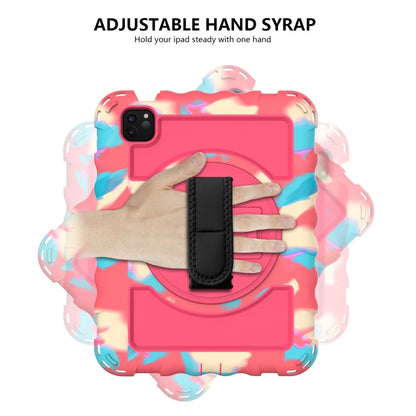 For iPad Air 2022 / 2020 10.9 360 Degree Rotation PC + Silicone Shockproof Combination Case with Holder & Hand Grip Strap & Neck Strap & Pen Slot Holder(Colorful+Hot Pink) - iPad Air (2022) / (2020) 10.9 Cases by buy2fix | Online Shopping UK | buy2fix