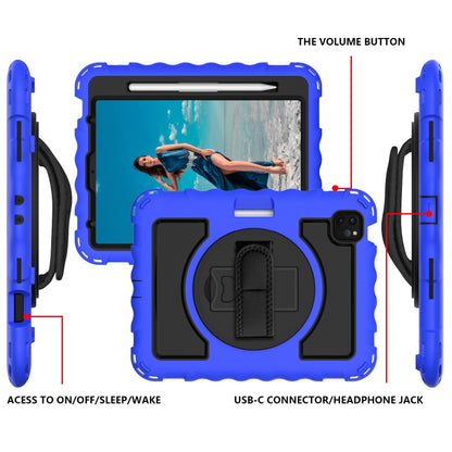 For iPad Air 2022 / 2020 10.9 360 Degree Rotation PC + Silicone Shockproof Combination Case with Holder & Hand Grip Strap & Neck Strap & Pen Slot Holder(Blue) - iPad Air (2022) / (2020) 10.9 Cases by buy2fix | Online Shopping UK | buy2fix