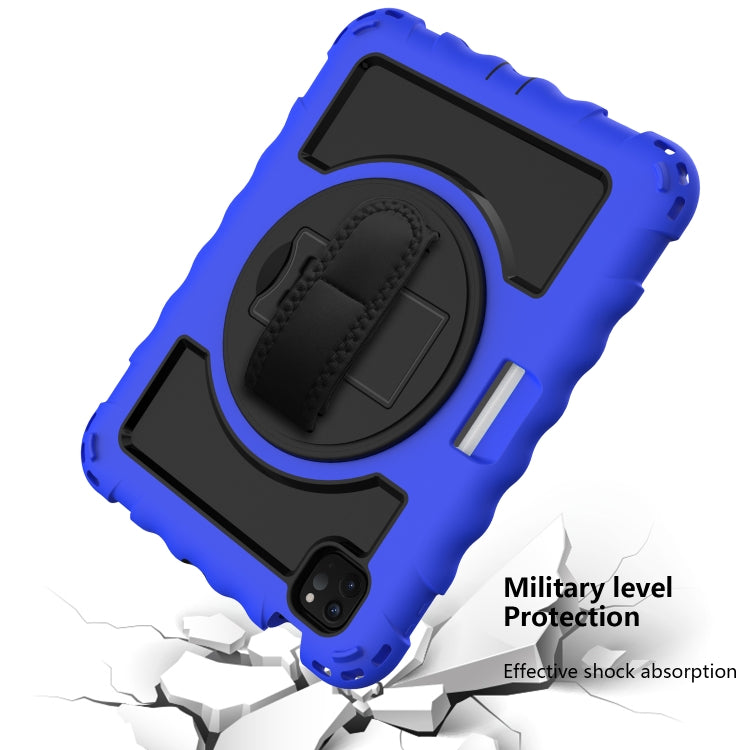 For iPad Air 2022 / 2020 10.9 360 Degree Rotation PC + Silicone Shockproof Combination Case with Holder & Hand Grip Strap & Neck Strap & Pen Slot Holder(Blue) - iPad Air (2022) / (2020) 10.9 Cases by buy2fix | Online Shopping UK | buy2fix