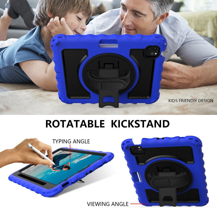 For iPad Air 2022 / 2020 10.9 360 Degree Rotation PC + Silicone Shockproof Combination Case with Holder & Hand Grip Strap & Neck Strap & Pen Slot Holder(Blue) - iPad Air (2022) / (2020) 10.9 Cases by buy2fix | Online Shopping UK | buy2fix