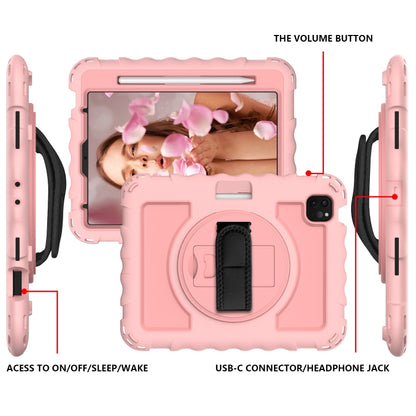 For iPad Air 2022 / 2020 10.9 360 Degree Rotation PC + Silicone Shockproof Combination Case with Holder & Hand Grip Strap & Neck Strap & Pen Slot Holder(Rose Gold) - iPad Air (2022) / (2020) 10.9 Cases by buy2fix | Online Shopping UK | buy2fix