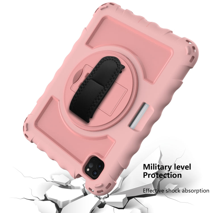 For iPad Air 2022 / 2020 10.9 360 Degree Rotation PC + Silicone Shockproof Combination Case with Holder & Hand Grip Strap & Neck Strap & Pen Slot Holder(Rose Gold) - iPad Air (2022) / (2020) 10.9 Cases by buy2fix | Online Shopping UK | buy2fix