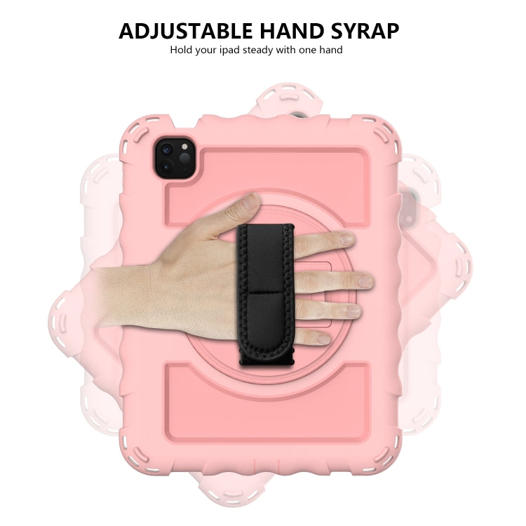 For iPad Air 2022 / 2020 10.9 360 Degree Rotation PC + Silicone Shockproof Combination Case with Holder & Hand Grip Strap & Neck Strap & Pen Slot Holder(Rose Gold) - iPad Air (2022) / (2020) 10.9 Cases by buy2fix | Online Shopping UK | buy2fix