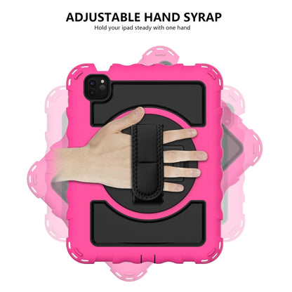 For iPad Air 2022 / 2020 10.9 360 Degree Rotation PC + Silicone Shockproof Combination Case with Holder & Hand Grip Strap & Neck Strap & Pen Slot Holder(Hot Pink) - iPad Air (2022) / (2020) 10.9 Cases by buy2fix | Online Shopping UK | buy2fix