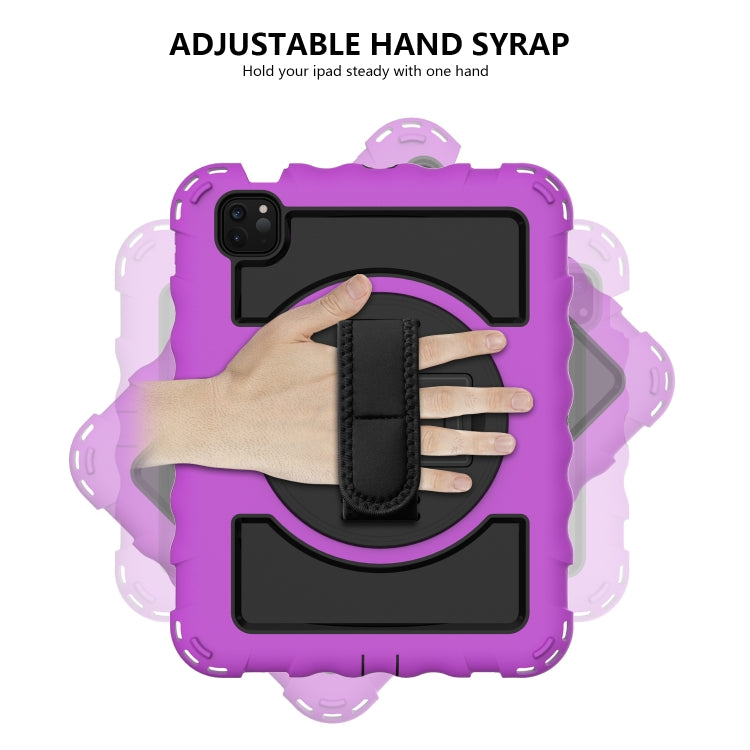 For iPad Air 2022 / 2020 10.9 360 Degree Rotation PC + Silicone Shockproof Combination Case with Holder & Hand Grip Strap & Neck Strap & Pen Slot Holder(Purple) - iPad Air (2022) / (2020) 10.9 Cases by buy2fix | Online Shopping UK | buy2fix