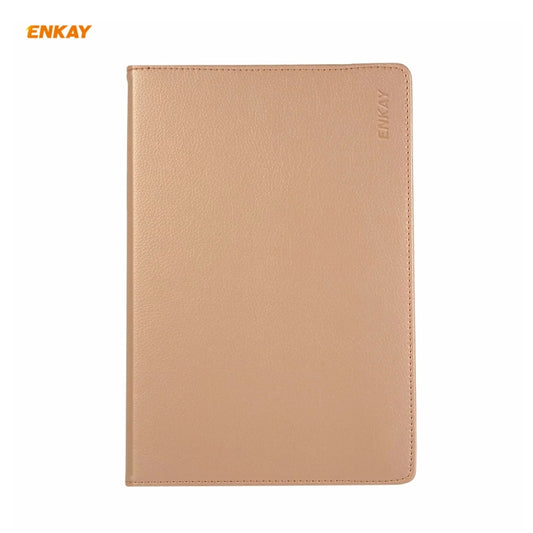 ENKAY for Samsung Galaxy Tab S8 / Galaxy Tab S7 11.0 T870 / T875 ENK-8012 360 Degree Rotation Litchi Texture Horizontal Flip PU Leather Smart Case with Holder & Sleep / Wake-up(Gold) - Galaxy Tab S8 Cases by ENKAY | Online Shopping UK | buy2fix