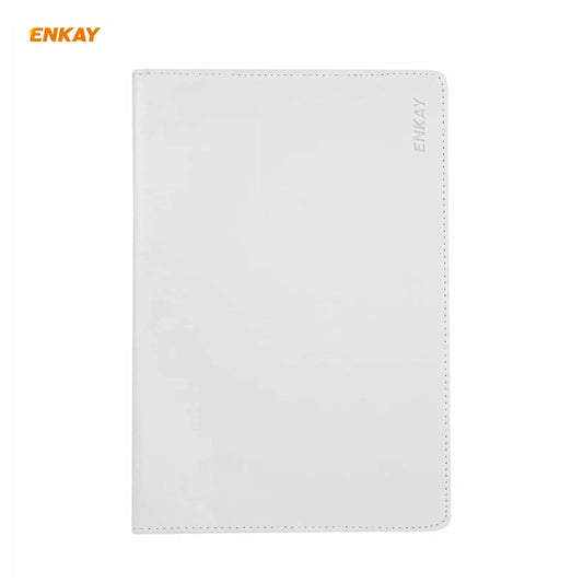 ENKAY for Samsung Galaxy Tab S8 / Galaxy Tab S7 11.0 T870 / T875 ENK-8012 360 Degree Rotation Litchi Texture Horizontal Flip PU Leather Smart Case with Holder & Sleep / Wake-up(White) - Galaxy Tab S8 Cases by ENKAY | Online Shopping UK | buy2fix