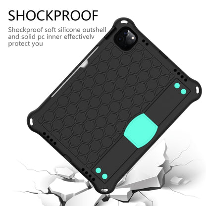 For iPad Air 2022 / 2020 10.9 Honeycomb Design EVA + PC Material Four Corner Anti Falling Flat Protective Shell with Strap(Black+Mint Green) - iPad Air (2022) / (2020) 10.9 Cases by buy2fix | Online Shopping UK | buy2fix