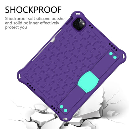 For iPad Air 2022 / 2020 10.9 Honeycomb Design EVA + PC Material Four Corner Anti Falling Flat Protective Shell with Strap(Purple+Mint Green) - iPad Air (2022) / (2020) 10.9 Cases by buy2fix | Online Shopping UK | buy2fix