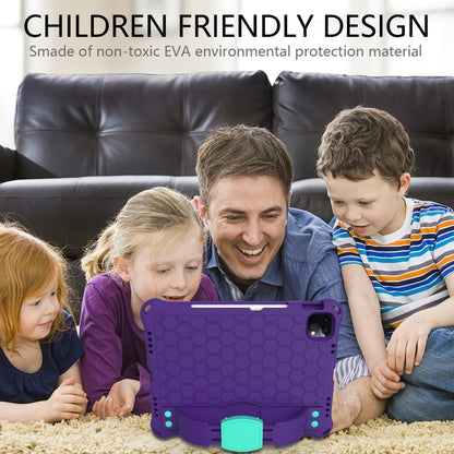 For iPad Air 2022 / 2020 10.9 Honeycomb Design EVA + PC Material Four Corner Anti Falling Flat Protective Shell with Strap(Purple+Mint Green) - iPad Air (2022) / (2020) 10.9 Cases by buy2fix | Online Shopping UK | buy2fix