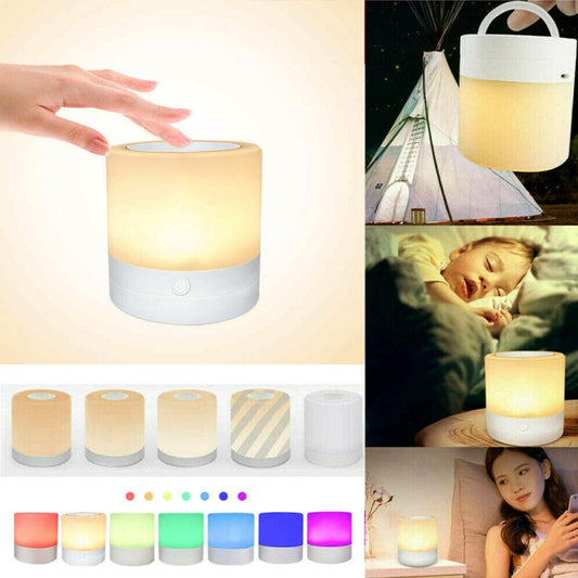 LED Night Light Bedside Table Touch Sensoring Lamp USB Rechargeable RGB LED Night Light by buy2fix