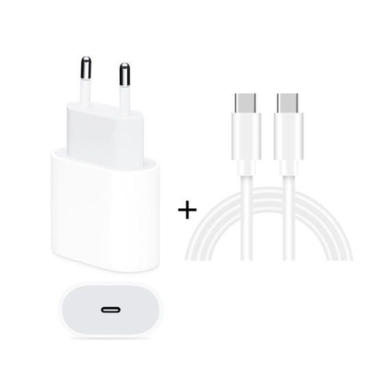 2 in 1 PD 20W Single USB-C / Type-C Port Travel Charger + 3A PD3.0 USB-C / Type-C to USB-C / Type-C Fast Charge Data Cable Set, Cable Length: 1m, EU Plug - USB Charger by buy2fix | Online Shopping UK | buy2fix