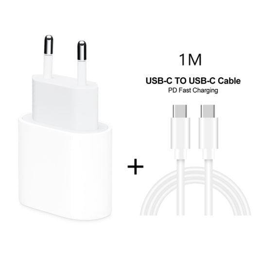 2 in 1 PD 20W Single USB-C / Type-C Port Travel Charger + 3A PD3.0 USB-C / Type-C to USB-C / Type-C Fast Charge Data Cable Set, Cable Length: 1m, EU Plug - USB Charger by buy2fix | Online Shopping UK | buy2fix