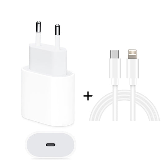 2 in 1 PD 20W Single USB-C / Type-C Port Travel Charger + 3A PD3.0 USB-C / Type-C to 8 Pin Fast Charge Data Cable Set, Cable Length: 1m, EU Plug - USB Charger by buy2fix | Online Shopping UK | buy2fix