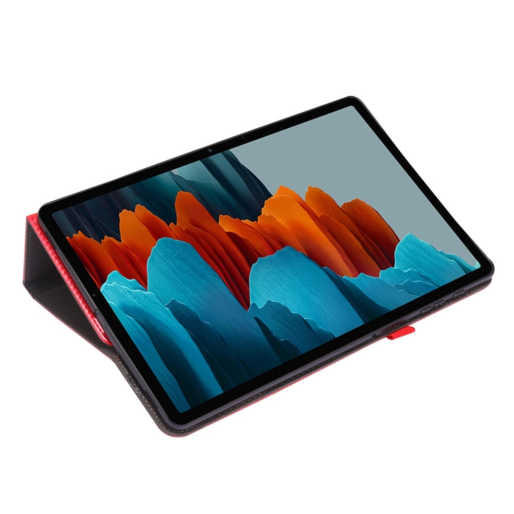 For Samsung Galaxy Tab S8+ / Tab S8 Plus / Tab S7 FE / Tab S7+ T970/T976B 2-Folding Business Horizontal Flip PU Leather Case with Card Slots & Holder(Red) by buy2fix