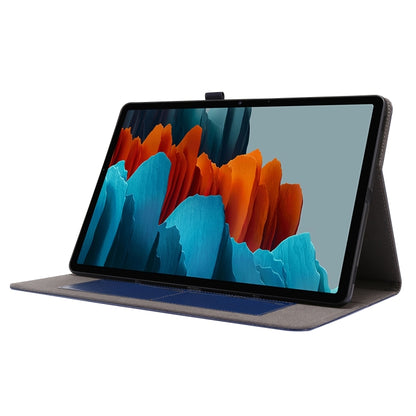For Samsung Galaxy Tab S8+ / Tab S8 Plus /  Tab S7 FE / Tab S7+ T970/T976B 2-Folding Business Horizontal Flip PU Leather Case with Card Slots & Holder(DeepBlue) - Galaxy Tab S8+ Cases by buy2fix | Online Shopping UK | buy2fix
