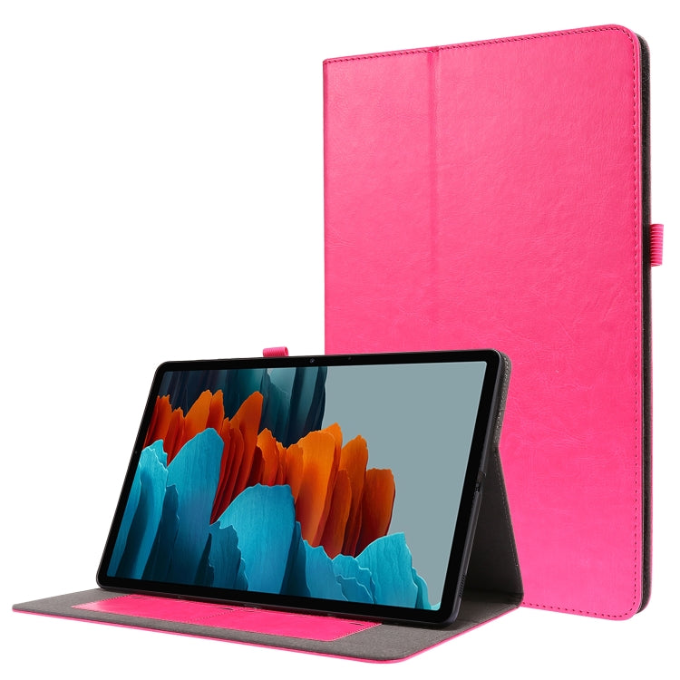 For Samsung Galaxy Tab S8+ / Tab S8 Plus / Tab S7 FE / Tab S7+ T970/T976B 2-Folding Business Horizontal Flip PU Leather Case with Card Slots & Holder(RoseRed) by buy2fix