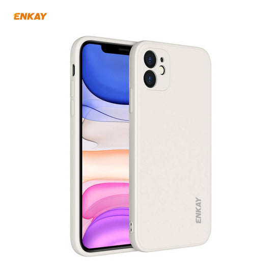 For iPhone 11 Hat-Prince ENKAY ENK-PC064 Liquid Silicone Straight Edge Shockproof Protective Case(Beige)