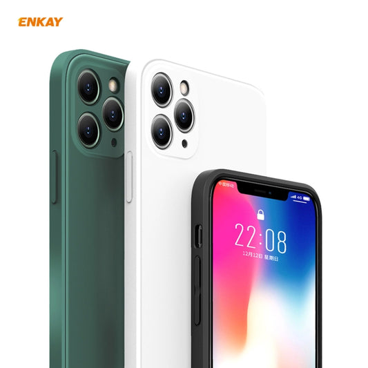 For iPhone 11 Pro Max Hat-Prince ENKAY ENK-PC066 Liquid Silicone Straight Edge Shockproof Protective Case(Dark Green) - iPhone 11 Pro Max Cases by ENKAY | Online Shopping UK | buy2fix