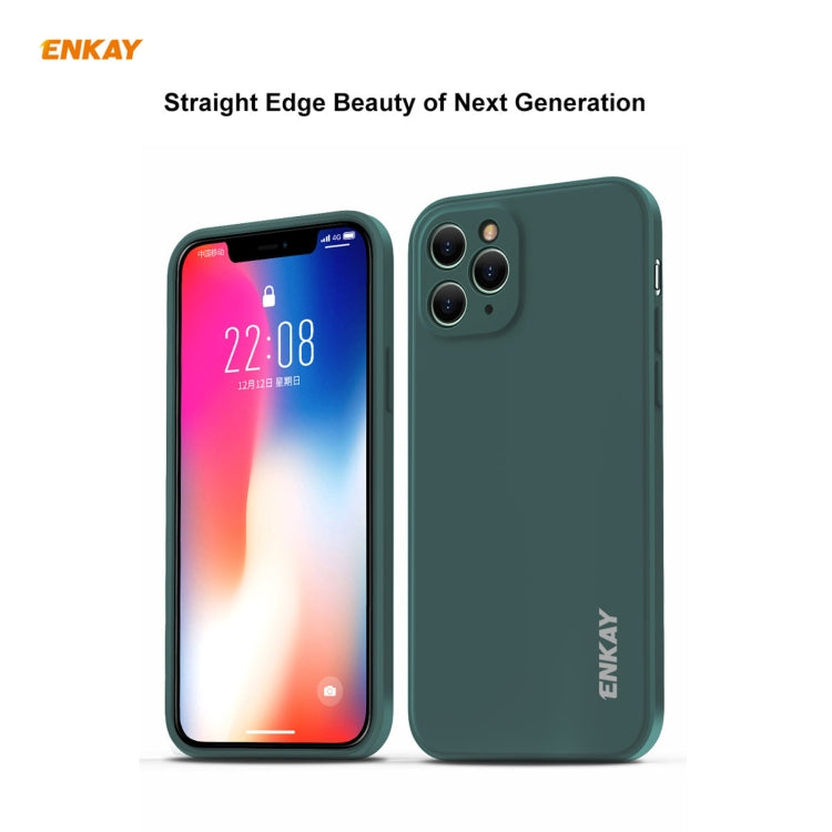 For iPhone 11 Pro Max Hat-Prince ENKAY ENK-PC066 Liquid Silicone Straight Edge Shockproof Protective Case(Dark Green) - iPhone 11 Pro Max Cases by ENKAY | Online Shopping UK | buy2fix