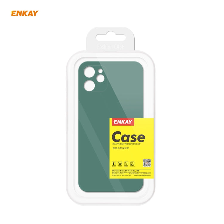 For iPhone 12 Hat-Prince ENKAY ENK-PC068 Liquid Silicone Straight Edge Shockproof Protective Case(Dark Green) - iPhone 12 / 12 Pro Cases by ENKAY | Online Shopping UK | buy2fix
