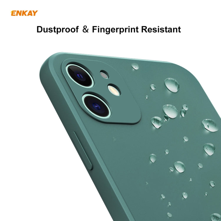 For iPhone 12 Hat-Prince ENKAY ENK-PC068 Liquid Silicone Straight Edge Shockproof Protective Case(Dark Green) - iPhone 12 / 12 Pro Cases by ENKAY | Online Shopping UK | buy2fix