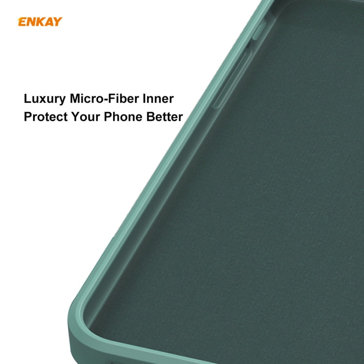 For iPhone 12 Hat-Prince ENKAY ENK-PC068 Liquid Silicone Straight Edge Shockproof Protective Case(Dark Green) - iPhone 12 / 12 Pro Cases by ENKAY | Online Shopping UK | buy2fix