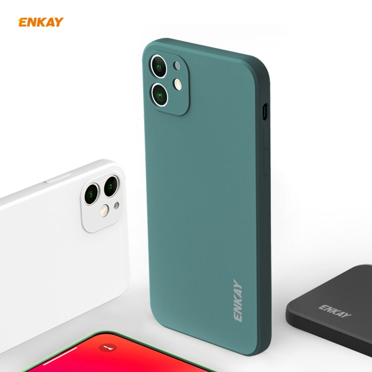 For iPhone 12 Hat-Prince ENKAY ENK-PC068 Liquid Silicone Straight Edge Shockproof Protective Case(Dark Green) - iPhone 12 / 12 Pro Cases by ENKAY | Online Shopping UK | buy2fix