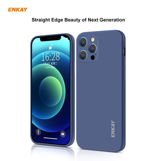 For iPhone 12 Pro Max Hat-Prince ENKAY ENK-PC070 Liquid Silicone Straight Edge Shockproof Protective Case(Navy Blue) - iPhone 12 Pro Max Cases by ENKAY | Online Shopping UK | buy2fix