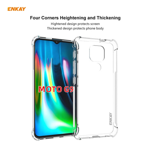For Motorola Moto G9 / G9 Play Hat-Prince ENKAY Clear TPU Shockproof Case Soft Anti-slip Cover + 0.26mm 9H 2.5D Full Glue Full Coverage Tempered Glass Protector Film - Motorola Cases by ENKAY | Online Shopping UK | buy2fix
