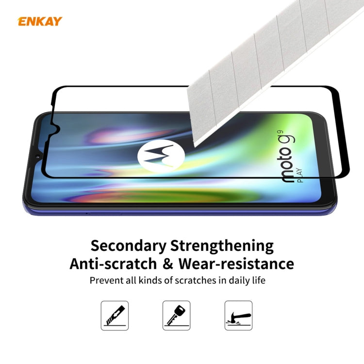 For Motorola Moto G9 / G9 Play Hat-Prince ENKAY Clear TPU Shockproof Case Soft Anti-slip Cover + 0.26mm 9H 2.5D Full Glue Full Coverage Tempered Glass Protector Film - Motorola Cases by ENKAY | Online Shopping UK | buy2fix