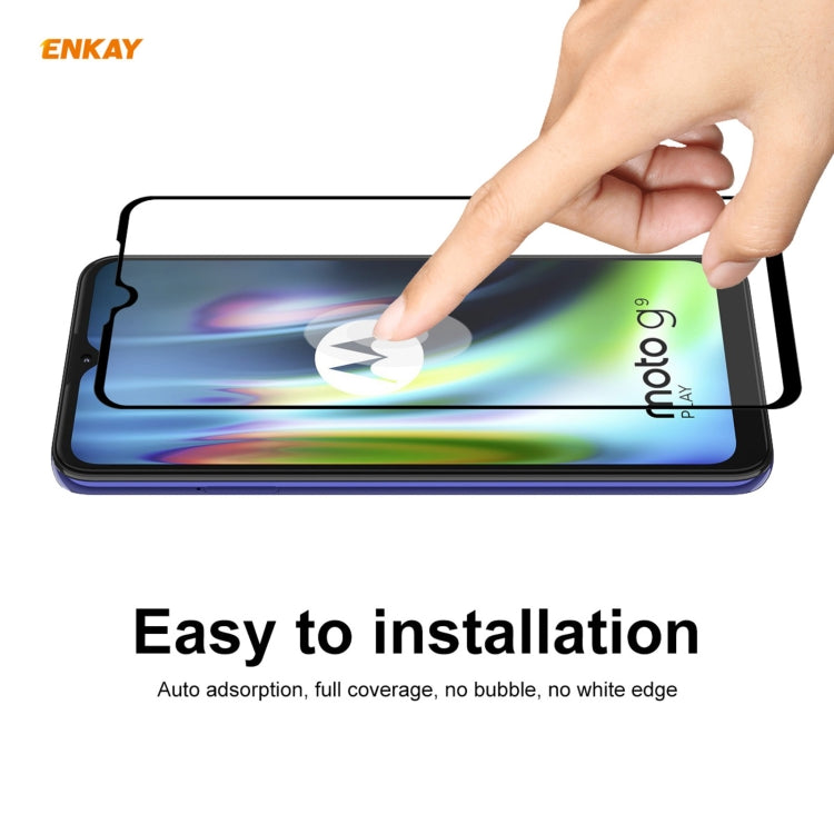 For Motorola Moto G9 / G9 Play Hat-Prince ENKAY Clear TPU Shockproof Case Soft Anti-slip Cover + 0.26mm 9H 2.5D Full Glue Full Coverage Tempered Glass Protector Film - Motorola Cases by ENKAY | Online Shopping UK | buy2fix