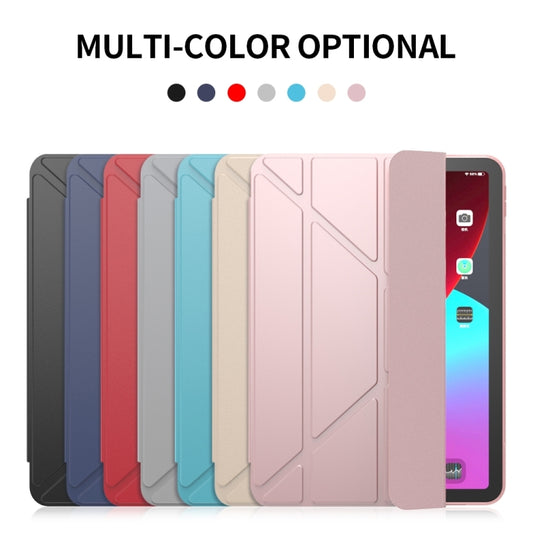For iPad Air 2024 / Air 2022 10.9 Multi-folding Matte Surface Leather Smart Tablet Case(Dark Blue) - iPad Air (2022) / (2020) 10.9 Cases by buy2fix | Online Shopping UK | buy2fix