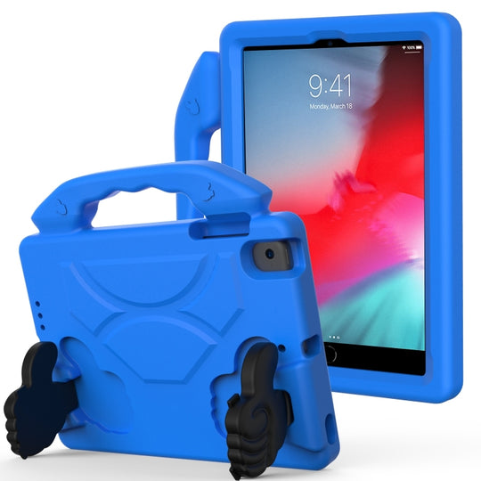 For iPad Mini 5/4/3/2/1 EVA Material Children Flat Anti Falling Cover Protective Shell With Thumb Bracket(Blue)