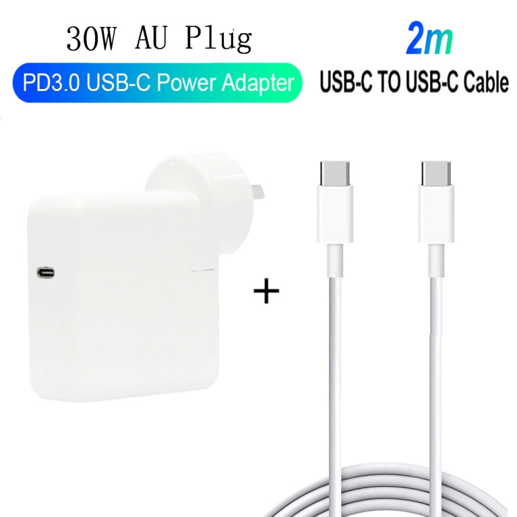 2 in 1 PD 30W USB-C / Type-C + 3A PD 3.0 USB-C / Type-C to USB-C / Type-C Fast Charge Data Cable Set, Cable Length: 2m, AU Plug - USB Charger by buy2fix | Online Shopping UK | buy2fix