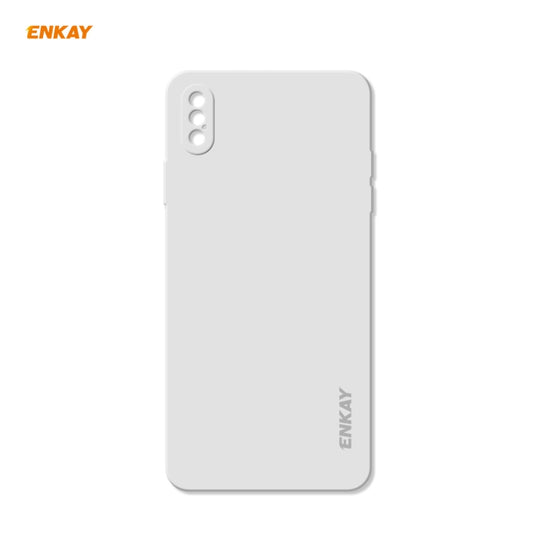 For iPhone XS Max ENKAY ENK-PC072 Hat-Prince Liquid Silicone Straight Edge Shockproof Protective Case(White)