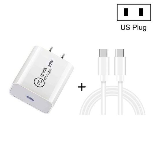 SDC-20W 2 in 1 PD 20W USB-C / Type-C Travel Charger + 3A PD 3.0   USB-C / Type-C to USB-C / Type-C Fast Charge Data Cable Set, Cable Length: 1m, US Plug - USB Charger by buy2fix | Online Shopping UK | buy2fix