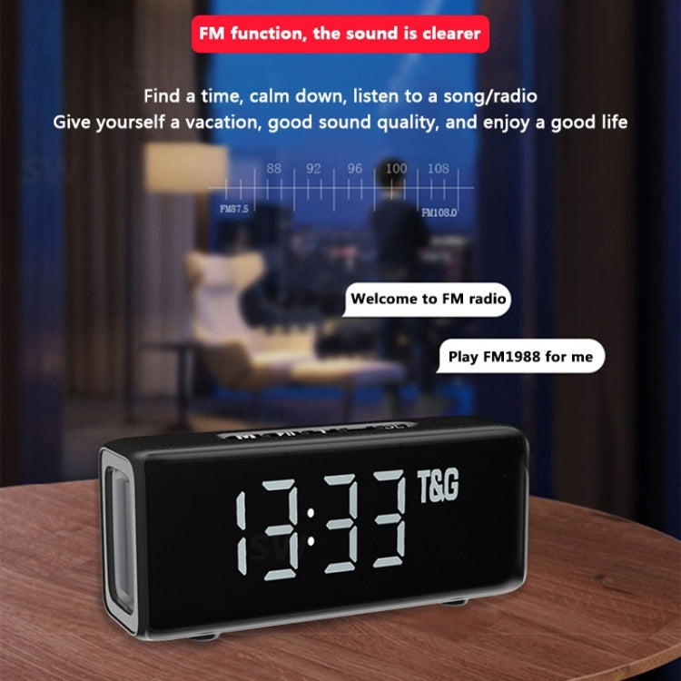 T&G TG174 TWS Mmirror Bluetooth Speaker, Support Alarm Clock / Time & Temperature Display / Micro SD Card / FM / MP3(Gray) - Desktop Speaker by T&G | Online Shopping UK | buy2fix