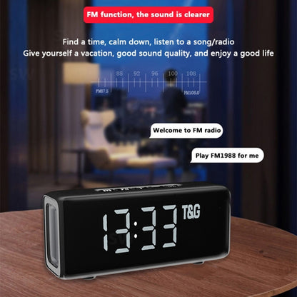 T&G TG174 TWS Mmirror Bluetooth Speaker, Support Alarm Clock / Time & Temperature Display / Micro SD Card / FM / MP3(Gray) - Desktop Speaker by T&G | Online Shopping UK | buy2fix