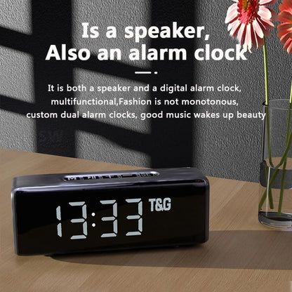 T&G TG174 TWS Mmirror Bluetooth Speaker, Support Alarm Clock / Time & Temperature Display / Micro SD Card / FM / MP3(Gray) - Desktop Speaker by T&G | Online Shopping UK | buy2fix