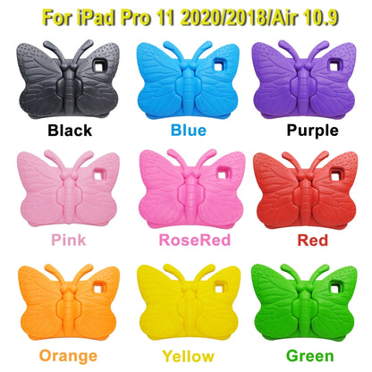 For iPad Pro 11 (2020 / 2018) Butterfly Bracket Style EVA Children Shockproof Protective Tablet Case(Rose Red) - iPad Pro 11 (2020) Cases by buy2fix | Online Shopping UK | buy2fix