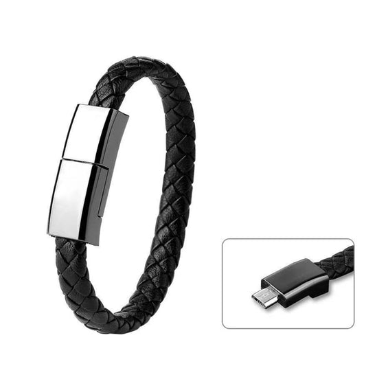 XJ-26 3A USB to Micro USB Creative Bracelet Data Cable, Cable Length: 22.5cm(Black) - Multifunctional Cable by buy2fix | Online Shopping UK | buy2fix