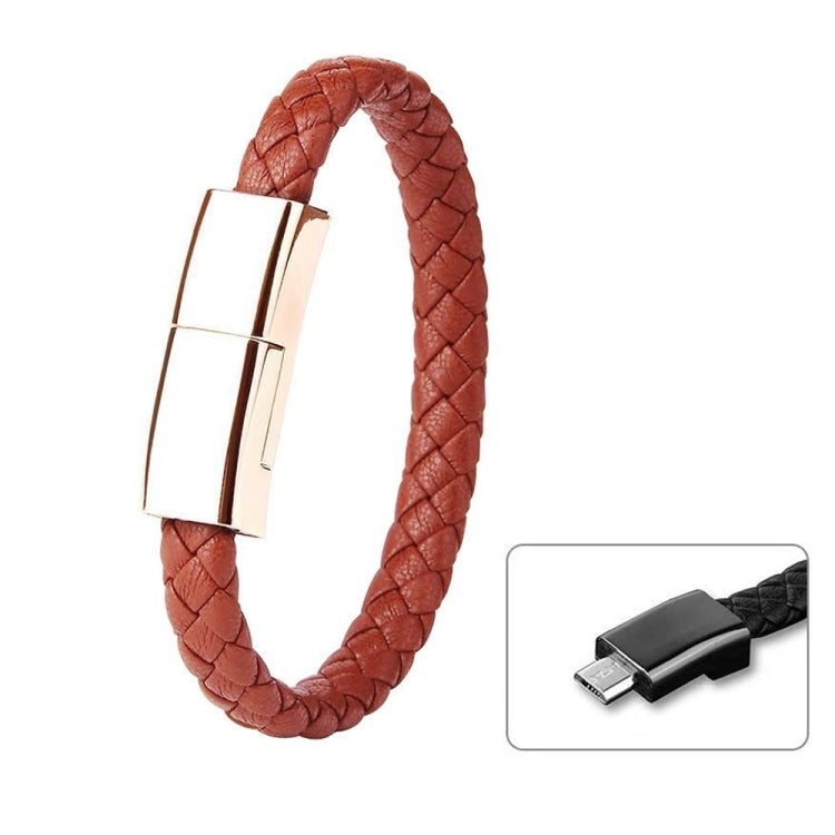 XJ-26 3A USB to Micro USB Creative Bracelet Data Cable, Cable Length: 22.5cm (Brown) by buy2fix