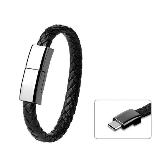 XJ-27 3A USB to USB-C / Type-C Creative Bracelet Data Cable, Cable Length: 22.5cm(Black) by buy2fix