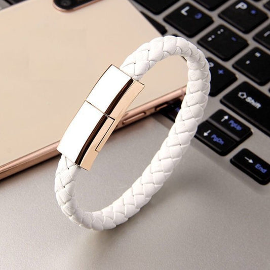 XJ-27 3A USB to USB-C / Type-C Creative Bracelet Data Cable, Cable Length: 22.5cm(White) by buy2fix