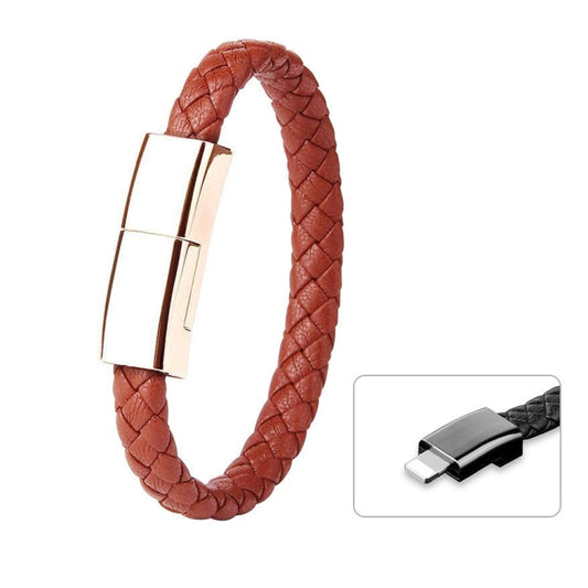 XJ-28 3A USB to 8 Pin Creative Bracelet Data Cable, Cable Length: 22.5cm(Brown) by buy2fix