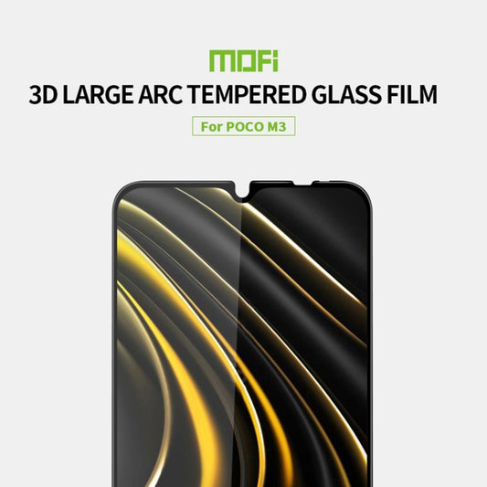 For Xiaomi Poco M3 MOFI 9H 3D Explosion-proof Curved Screen Tempered Glass Film(Black) -  by MOFI | Online Shopping UK | buy2fix